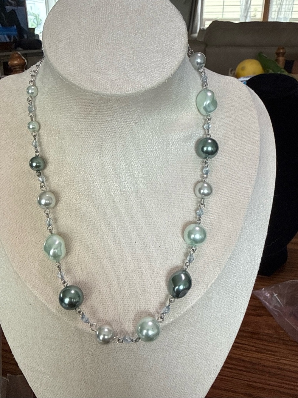 Lia Sophia Vintage Pearl Necklace - Greenish/Blue & Silver